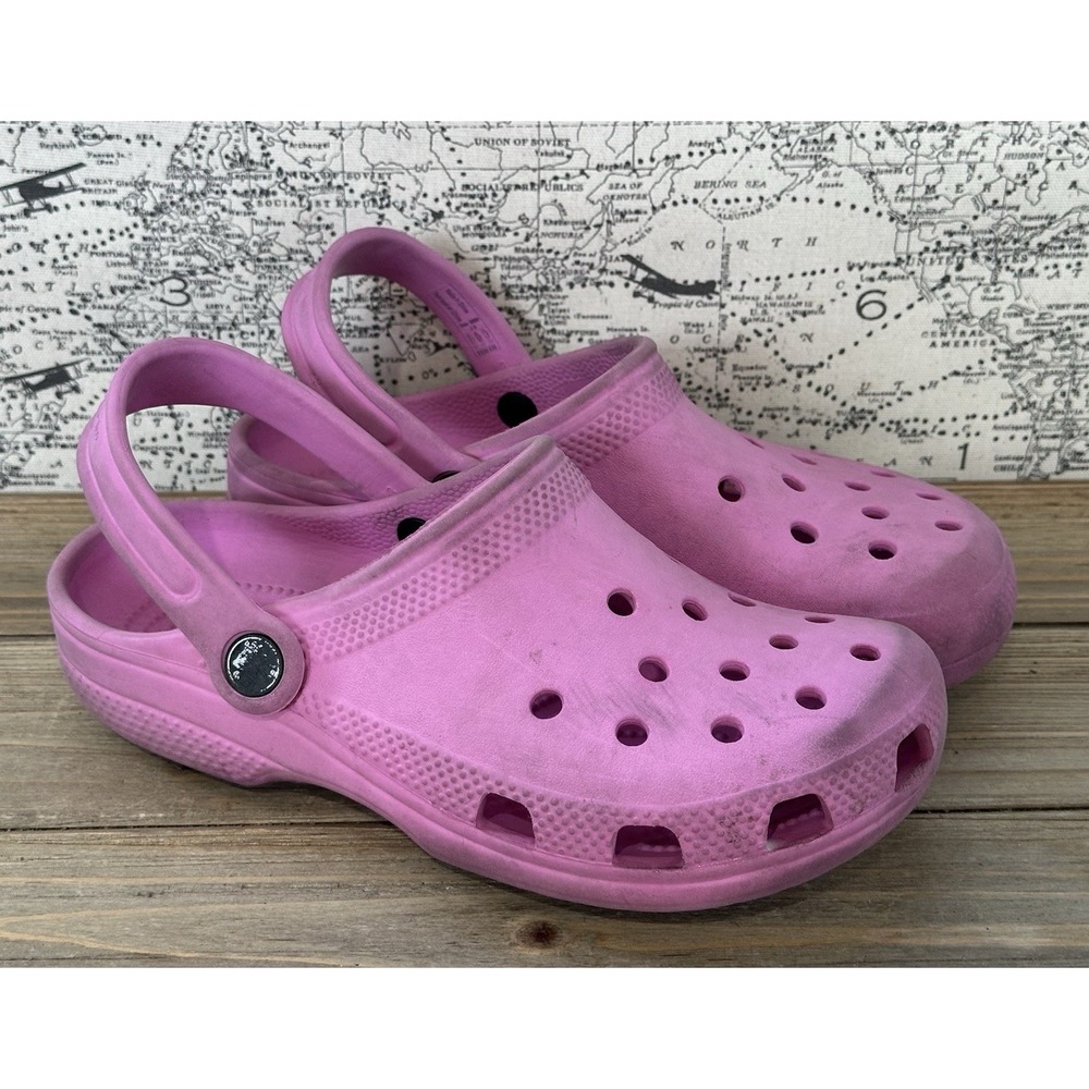 Crocs Pink Clogs Slip On Sandals Shoe Kids Girls Size J 3